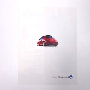 Volkswagen Beetle Turbo Car Print Ad Retro Drivers Wanted 2001 Garage Wall Art
